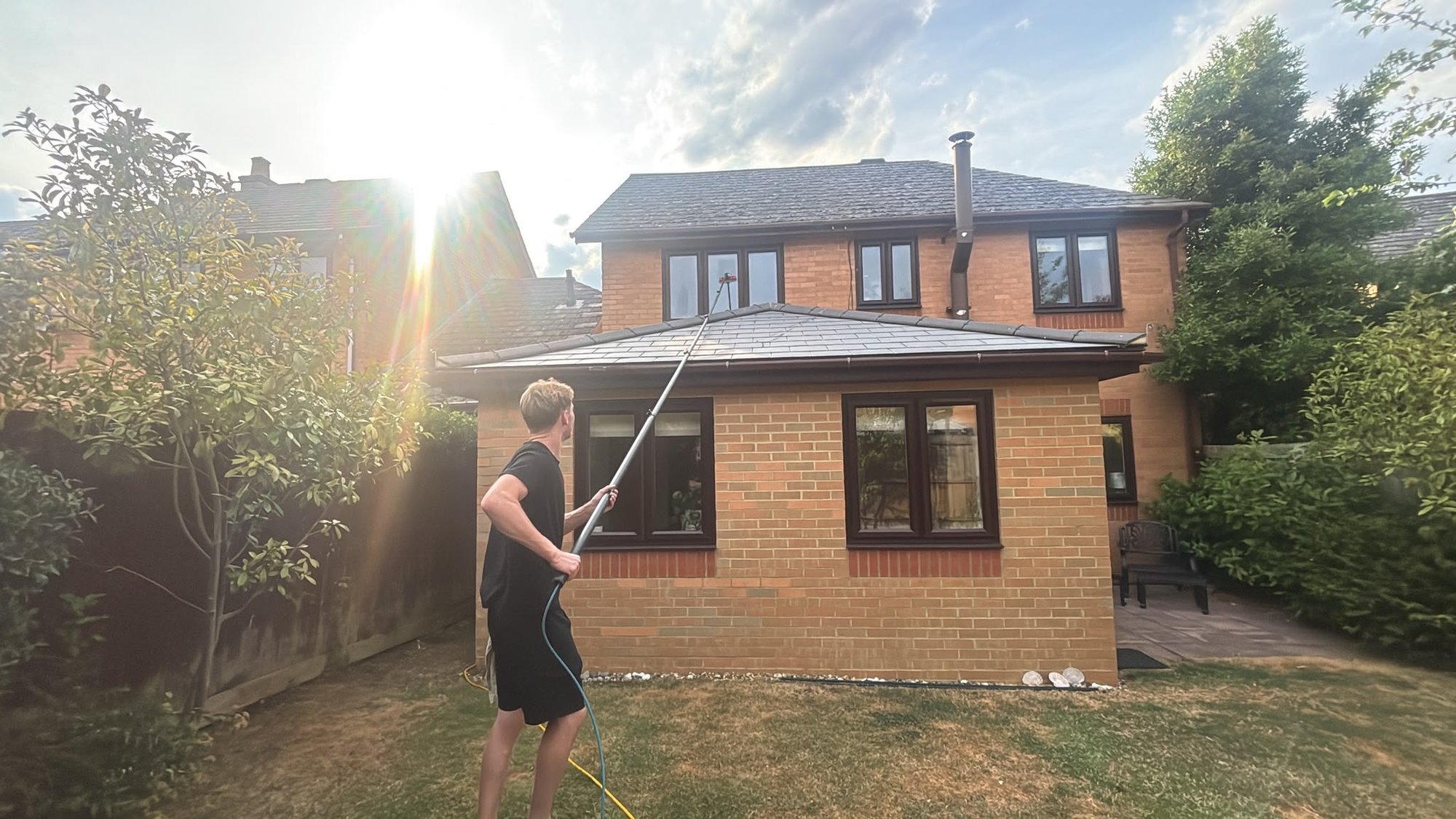 Rear of a detached house with all windows cleaned